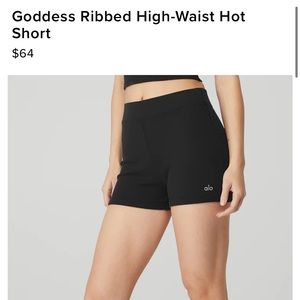 Alo Yoga Goddess Ribbed High-Waist Hot Short. Size xs black like new condition.